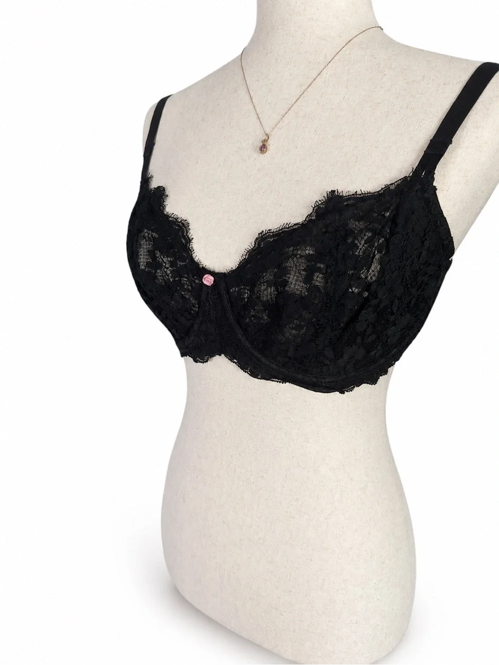 VS Dream Angels Wicked Unlined Lace Balconette Bra Black 34DDD